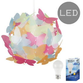 ValueLights Multicolour Ceiling Pendant Shade and B22 GLS LED 6W Warm White 3000K Bulb