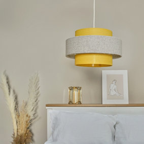 ValueLights Mustard And Grey Herringbone Modern Ceiling Pendant Light Shade