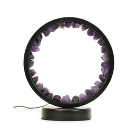 ValueLights Natural Crystal Halo Design Wellness Table Lamp Raw Stone Light - Amethyst