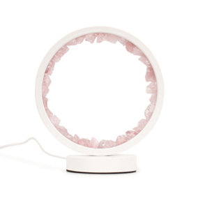 ValueLights Natural Crystal Halo Design Wellness Table Lamp Raw Stone Light - Rose Quartz