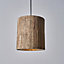 ValueLights Natural Rustic Wooden Tree Log Cylinder Ceiling Light Shade - Complete with 6w LED GLS Light Bulbs 3000K Warm White