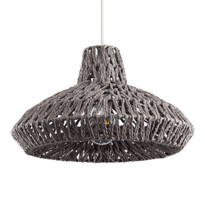 ValueLights Natural Woven Grey Ceiling Pendant Light Shade Weave Rope Lampshade