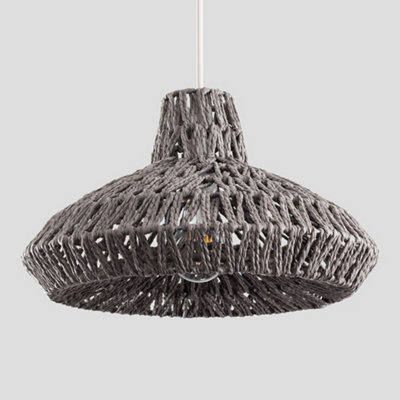 ValueLights Natural Woven Grey Ceiling Pendant Light Shade Weave Rope Lampshade