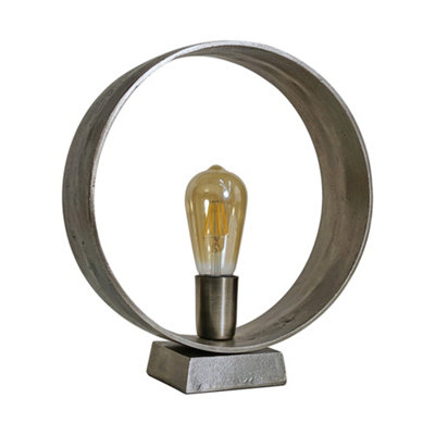 ValueLights Nimbus Industrial Style Gun Metal Circular Living Room Bedroom Table Lamp