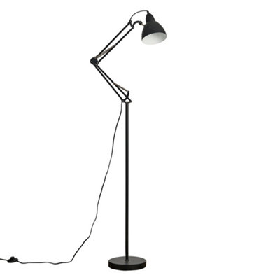 ValueLights Noya Modern Matt Black Metal Adjustable Reading Task Study Desk Craft Spotlight Floor Lamp