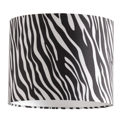 ValueLights Oasis Zebra Print Fabric with Metallic Chrome Inner Drum Ceiling Lamp Shade