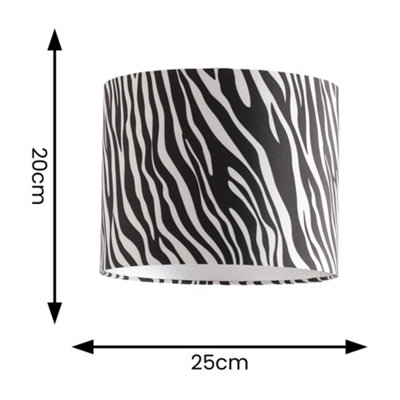 ValueLights Oasis Zebra Print Fabric with Metallic Chrome Inner Drum Ceiling Lamp Shade
