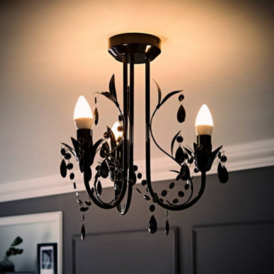 ValueLights Odelia Gloss Black Shabby Chic Way Ceiling Light