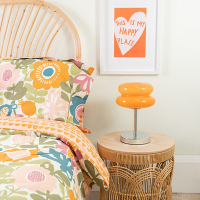 ValueLights Orange Rechargeable Table Lamp with Macaron Lampshade