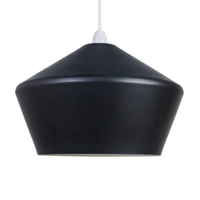 ValueLights Otis Contemporary Black Flared Angular Ceiling Pendant Light Shade - Includes 10w LED GLS Bulb 3000K Warm White