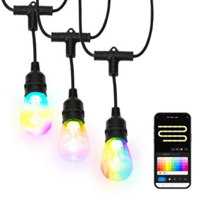 ValueLights Outdoor RGBIC Smart Festoon Lights, IP65 Waterproof String Lights, with App Control and Music Sync