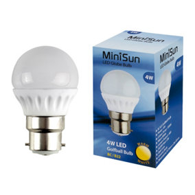ValueLights Pack of 10 4w LED BC B22 Golfball Energy Saving Long Life Light Bulbs 2700K Warm White