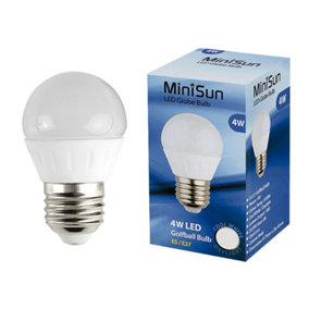 ValueLights Pack of 10 4w LED ES E27 Golfball Energy Saving Long Life Light Bulbs 6500K Cool White