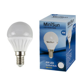 ValueLights Pack of 10 4w LED SES E14 Golfball Energy Saving Long Life Light Bulbs 6500K Cool White