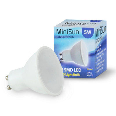 ValueLights Pack of 10 5w High Power Long Life 50w Replacement Energy Saving LED GU10 Frosted Lens Bulbs 6500K Daylight