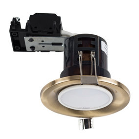 ValueLights Pack of 10 Fire Rated Antique Brass GU10 Recessed Ceiling Downlight/Spotlights Complete with 5w LED Bulbs Warm White