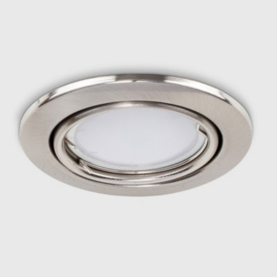 ValueLights Pack of 10 Fire Rated Chrome Tiltable GU10 Recessed Ceiling Downlights - Complete with 5w LED Bulbs 3000K Warm White