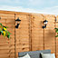 ValueLights Pack of 2 Traditional Black Lantern Solar Wall Lights Outdoor Garden Fence Solar Lights