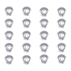 ValueLights Pack of 20 15mm Silver Round Outdoor Garden Decking Lights