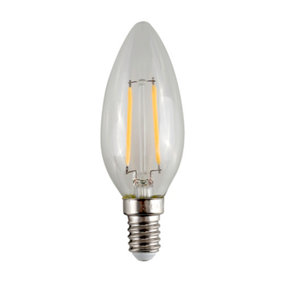 ValueLights Pack of 3 2w LED Filament SES E14 Candle Light Bulb - Warm White 2700K