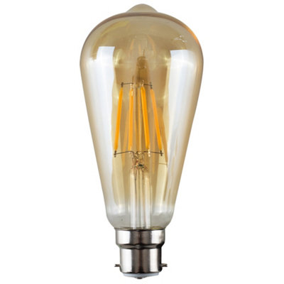 ValueLights Pack of 3 Vintage Style LED Technology BC B22 Unique Style Amber Tinted Squirrel Cage Steampunk Light Bulbs Warm White