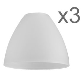 ValueLights Pack Of 3 White Frosted Glass Bowl Shaped Replacement Light Shades