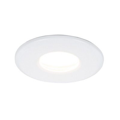 ValueLights Pack of 4 Bathroom/Shower/Soffit IP65 Rated White Recessed Ceiling Downlights 5w LED Bulbs 3000K Warm White