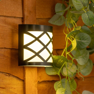 ValueLights Pack of 4 - Black Diamond Solar Fence Lights, Solar Wall Light for Posts, Patio Outdoor Garden Lighting Warm White