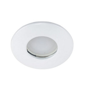 ValueLights Pack of 4 Fire Rated Bathroom/Shower IP65 White Domed Ceiling Downlights Complete with 5w LED Bulbs 3000K Warm White