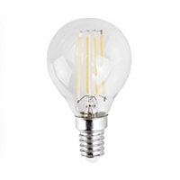 ValueLights Pack of 4 Retro Style 4w LED Filament SES E14 Clear Golfball Light Bulbs 6500K Cool White