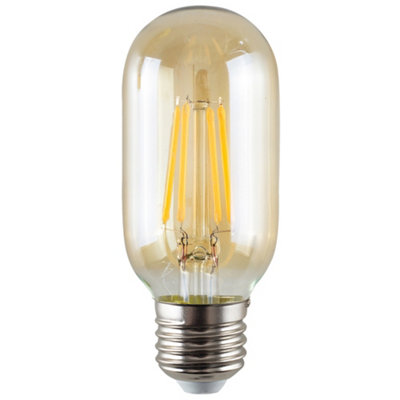 ValueLights Pack of 5 Retro Style 4w LED Filament ES E27 Radio Valve Amber Tubular Light Bulbs 2700K Warm White