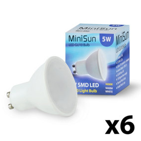 ValueLights Pack of 6 5w High Power Long Life 50w Replacement Energy Saving LED GU10 Frosted Lens Bulb 3000K Warm White