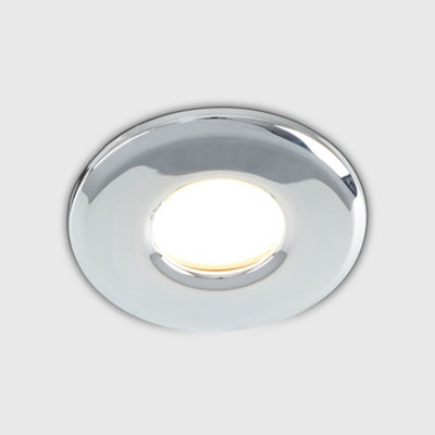 ValueLights Pack of 6 Bathroom/Shower/Soffit IP65 Chrome Recessed Ceiling Downlights - Complete with 5w LED Bulbs 3000K Warm White