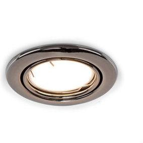 ValueLights Pack of 6 Fire Rated Black Chrome Tiltable GU10 Recessed Ceiling Downlights 5w LED Bulbs 6500K Cool White