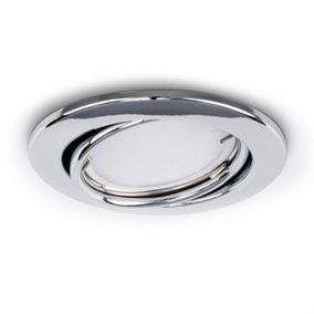 ValueLights Pack of 6 Fire Rated Chrome Tiltable GU10 Recessed Ceiling Downlights - Complete with 5w LED Bulbs 6500K Cool White