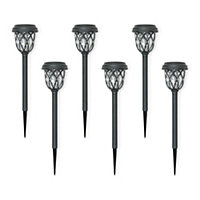 ValueLights Pack of 6 - Solar Powered Black Diamond Spike Lights for Drive Path Patio Decor Stake, Solar Light for Outdoor Garden