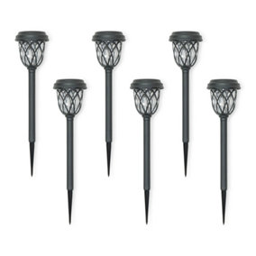ValueLights Pack of 6 - Solar Powered Black Diamond Spike Lights for Drive Path Patio Decor Stake, Solar Light for Outdoor Garden