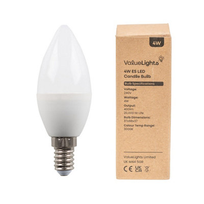 ValueLights Pack of 6 Thermal Plastic 4w High Power LED SES E14 40w Replacement Frosted Opal Candle Bulbs 3000K Warm White