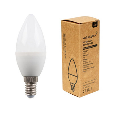 ValueLights Pack of 6 Thermal Plastic 4w High Power LED SES E14 40w Replacement Frosted Opal Candle Bulbs - 6500K Cool White