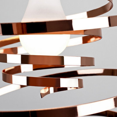 ValueLights Pair Of Contemporary Copper Metal Double Ribbon Spiral Swirl Ceiling Light Shades