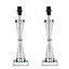 ValueLights Pair Of Contemporary Polished Chrome Hourglass Design Table Lamp Bases