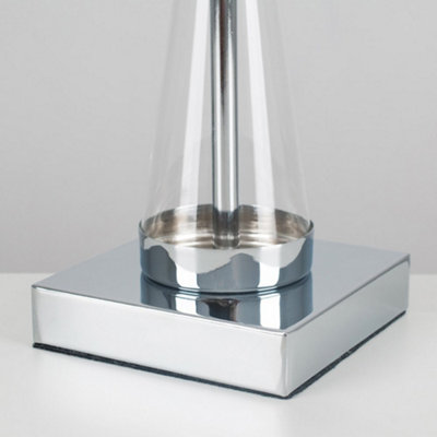 ValueLights Pair Of Contemporary Polished Chrome Hourglass Design Table Lamp Bases