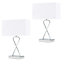 ValueLights Pair Of Contemporary Polished Chrome Table Lamps With White Rectangular Shades