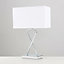 ValueLights Pair Of Contemporary Polished Chrome Table Lamps With White Rectangular Shades