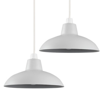 ValueLights Pair Of Dark Grey Metal Easy Fit Living Room Bedroom Ceiling Pendant Light Shades