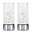 ValueLights Pair Of Floral Design Glass Polished Chrome Touch Table Lamps
