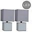ValueLights Pair Of Grey Modern Cube Touch Dimmer Bedside Table Lamps With Grey Shades