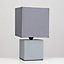 ValueLights Pair Of Grey Modern Cube Touch Dimmer Bedside Table Lamps With Grey Shades