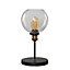 ValueLights Pair Of Industrial Black And Gold Table Lamps With Clear Glass Globe Shades