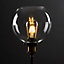 ValueLights Pair Of Industrial Black And Gold Table Lamps With Clear Glass Globe Shades
